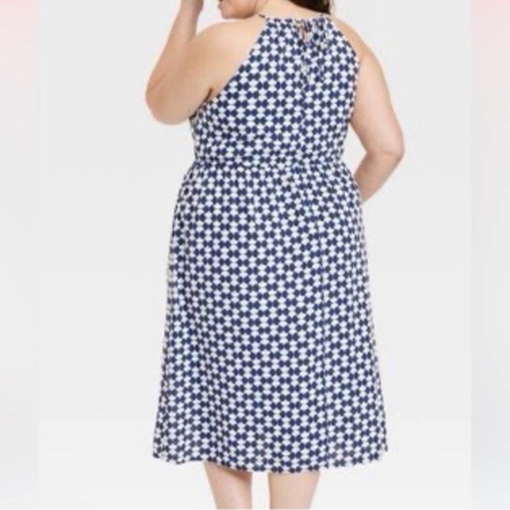 Ava & Viv Blue and White Halter Dress, size 2X - Picture 2 of 8